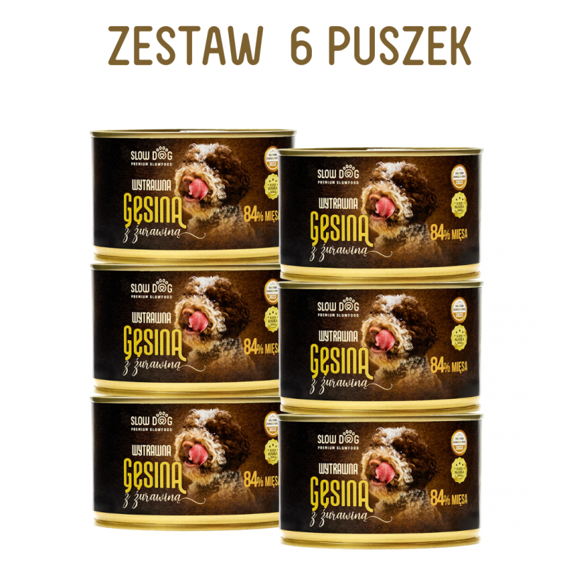 SLOW DOG Wytrawna gęsina z żurawiną 410g ZESTAW 6 szt. 