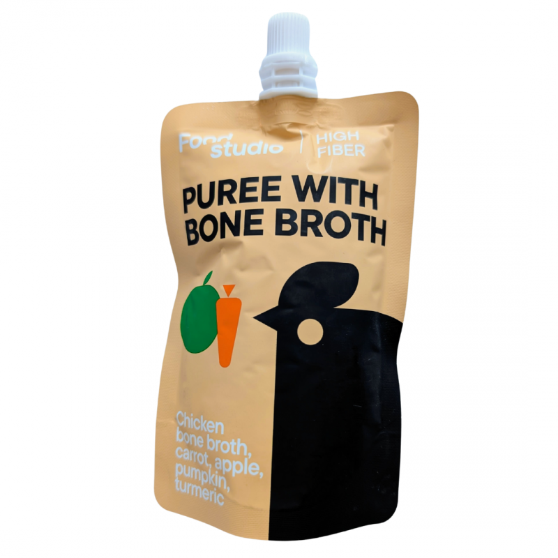Food Studio Chefs PUREE dla psów z bulionem kostnym z KURCZAKA z marchewką, jabłkiem, dynią i kurkumą 150ml