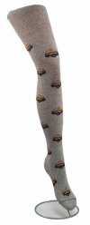 Jasno szare bawełniane rajstopy dziewczęce z motywem piesków od renomowanej marki AuraVia, wykonane w rozmiarze 1-3 lat - Model GHN7582