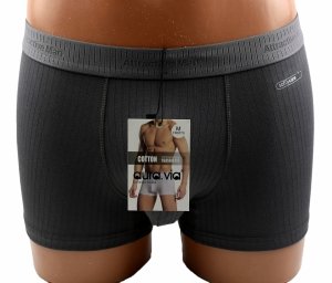 Bokserki męskie Auravia grafitowe–prążkowane, 95% bawełny, classic fit, rozmiar XL