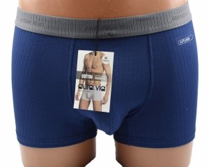Prążkowane bokserki Auravia–niebieskie, classic fit, płaskie szwy, rozmiar M