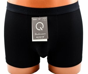 Czarne bambusowe bokserki prążkowane Aura.Via Comfort Pro, rozmiar M