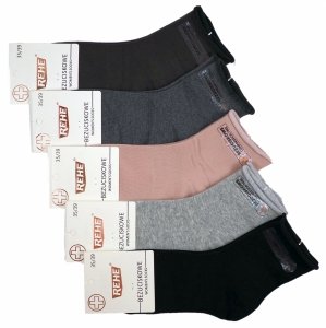 5 Par Skarpet Damskich Bawełnianych-Nieuciskowych. Rozmiar 38-42 REHE mix pastelowych kolorów.