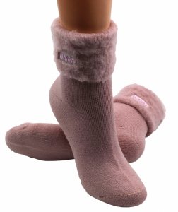 Ciepłe zimowe skarpety damskie WARM w kolorze pudrowego różu 35-38