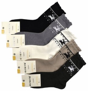 Zimowe skarpety damskie Thermo Alpaka z uroczym wzorem renifera–5 par 35-38