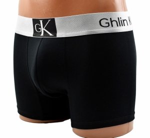 Bokserki męskie Aura.Via czarne z połyskującym pasem, rozmiar XL