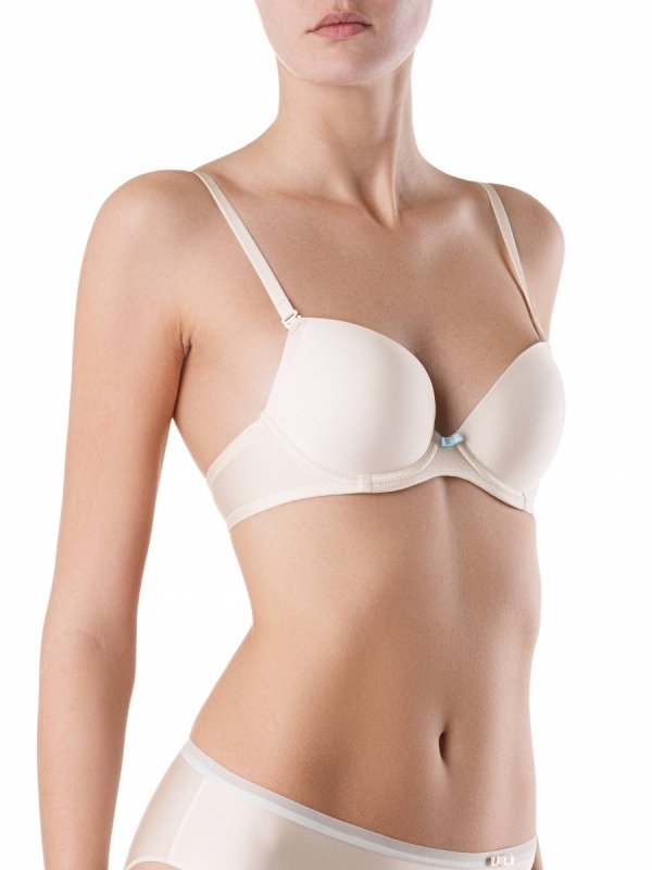 Biustonosz push-up CONTE RB1003 w odcieniu ecru – gładki, elegancki i doskonały pod jasne ubrania.