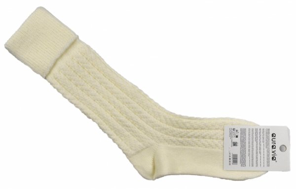 Śmietankowe podkolanówki z wełny alpaki, miękkie, ciepłe i eleganckie 38-41
