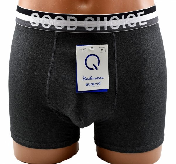 Aura.Via – ciemnoszare bokserki męskie z szeroką gumką GOOD CHOICE, rozmiar XL