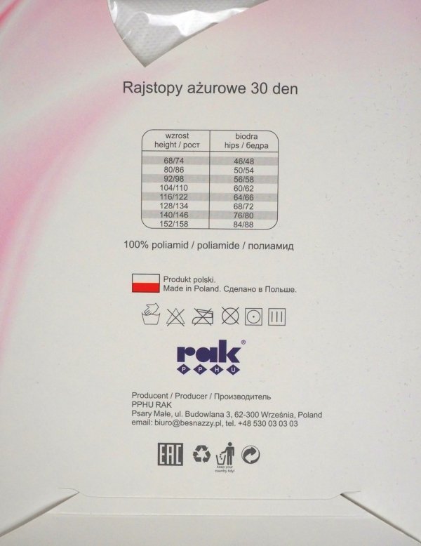 Rajstopy dziecięce Laura 30 DEN Róża roz. 128/134