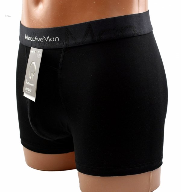 Bokserki męskie Auravia–czarne, bambus 85%, elastyczny pas AttractiveMan, rozmiar 3XL