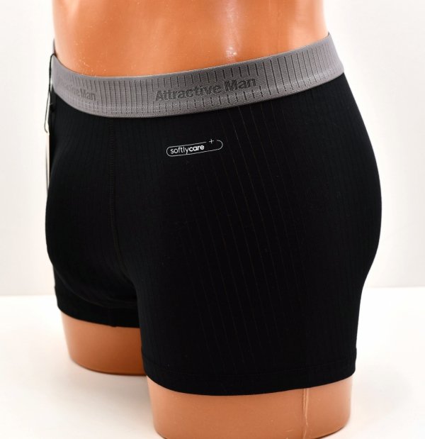 Prążkowane bokserki Auravia–czarne, classic fit, płaskie szwy, rozmiar L