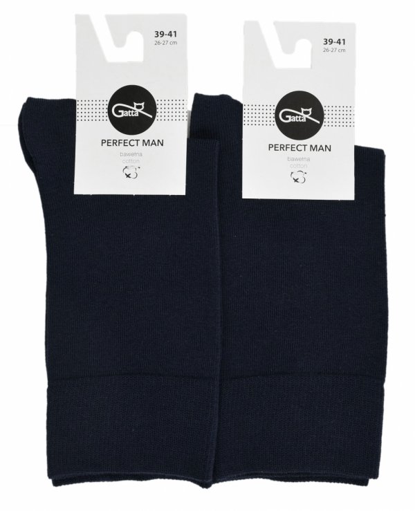 Męskie skarpety Gatta Perfect Man navy to połączenie elegancji i wygody – wykonane z miękkiej, przewiewnej bawełny, doskonałe do pracy, spotkań i codziennego noszenia.