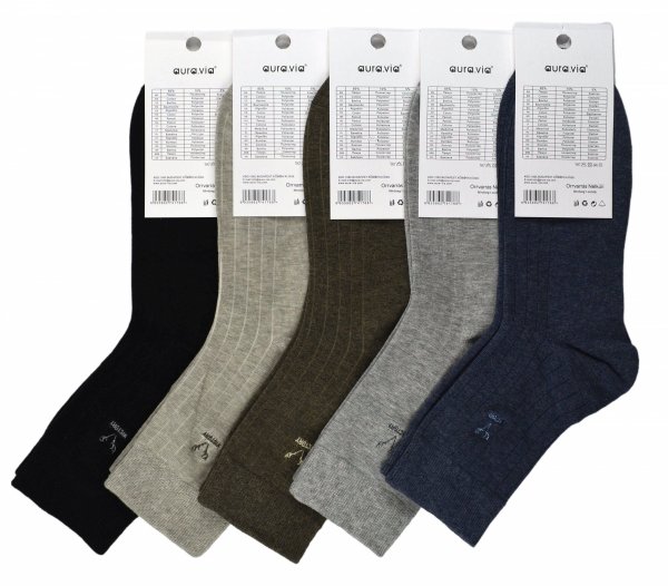 Zestaw męskich skarpet w prążki, komfort bawełny i haft VICTORY 43-46 