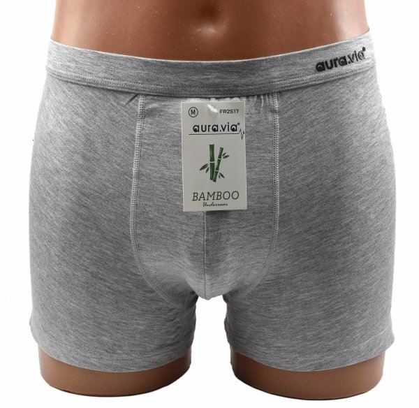 Jasnoszare bambusowe bokserki męskie Aura.Via – naturalna świeżość i styl, rozmiar XL