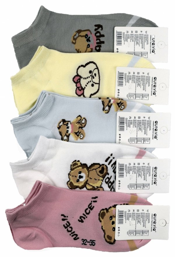 Kolorowe Skarpetki dziecięce z misiowym wzorem–Happy Day! 28-31 5 par