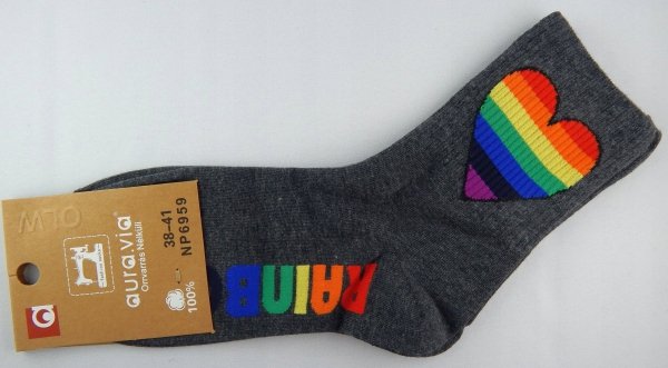 Skarpety serca, tęcza zest.3 par 35-38 Aura.via