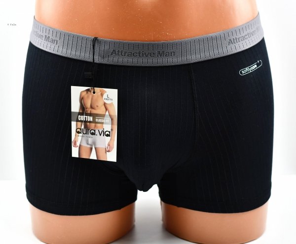 Prążkowane bokserki Auravia–czarne, classic fit, płaskie szwy, rozmiar 5XL