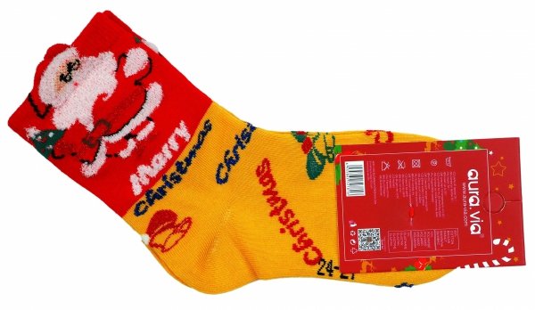 Skarpety świąteczne dziecięce 32-35 AuraVia,skarpety unisex mikołaj prezent