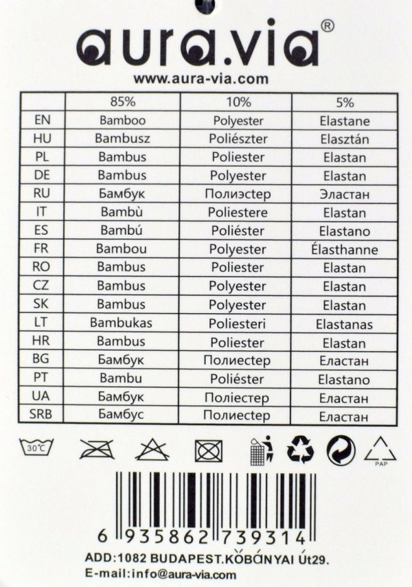 Czarne bambusowe bokserki prążkowane Aura.Via Comfort Pro, rozmiar 2XL