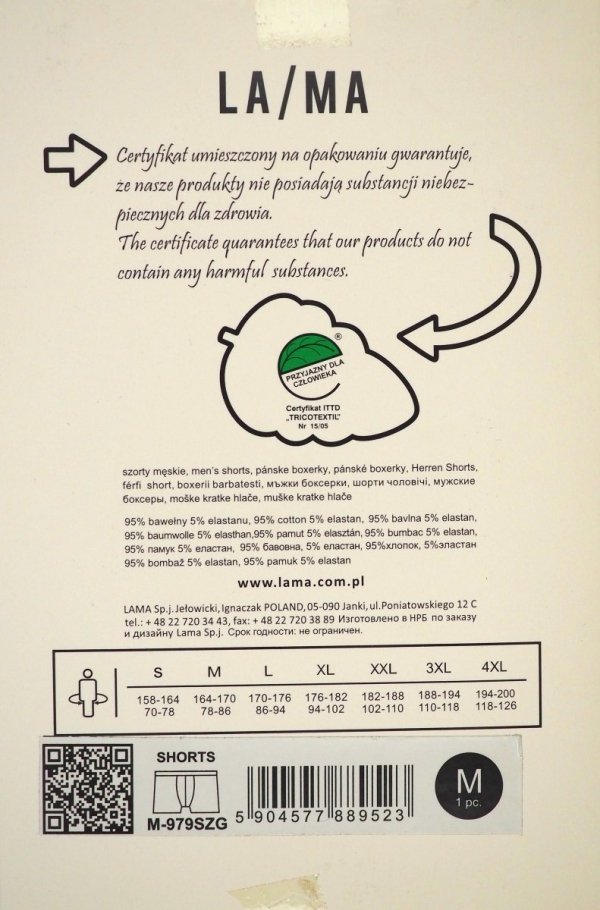 Bawełniane bokserki męskie,firmy LaMa roz M
