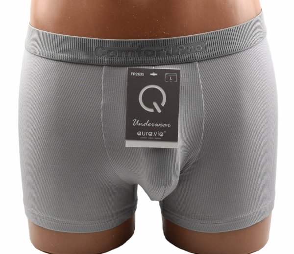 1️⃣ Jasnoszare bokserki bambusowe Aura.Via Comfort Pro oferują miękkość, świeżość i doskonałe dopasowanie. Prążkowana tkanina zwiększa elastyczność, a pas Comfort Pro zapewnia stabilną wygodę.