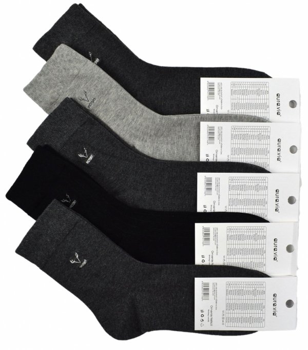 Zestaw męskich skarpet w prążki, komfort bawełny i haft VICTORY 43-46 