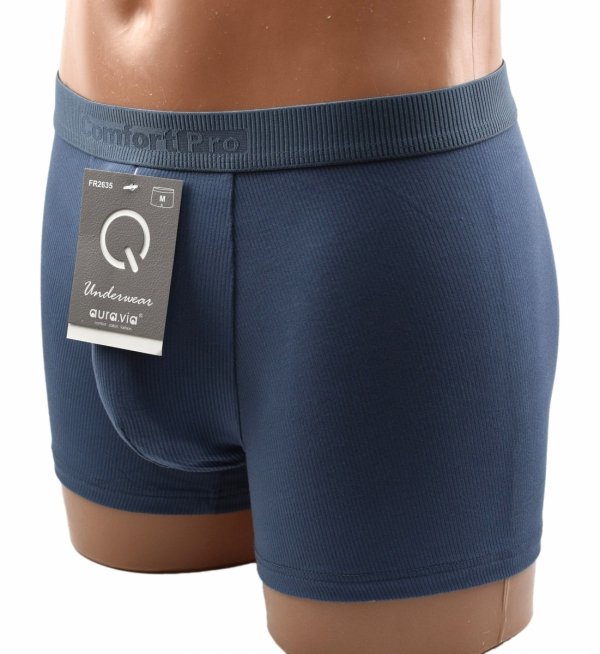 Niebieskie bambusowe bokserki męskie Comfort Pro–prążkowane, rozmiar 2XL