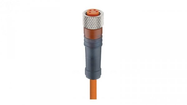 Kabel konfekcjonowany jednostronnie M8 4-pinowy żeńskie prosty złącze z samoblokującym gwintem pomarańczowy PVC RKMV 4-07/20 M