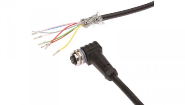 Złącze do samokonfekcjonowania M12 kątowe żeńskie druga końcówka niezarobiona 8-pinowe 5m 8x0.25mm² 30V 90C PUR IP67 VK505A21