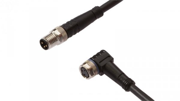 Złącze do samokonfekcjonowania M8 kątowe żeńskie 3-pinowe M8 męskie proste 3-pinowe 3x0.34mm² PUR 60V IP67 VK300F70