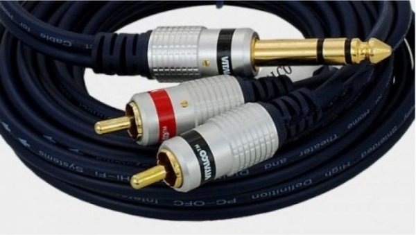 Kabel audio wt.Jack 6,3 stereo/2xwt.RCA MK82 3m