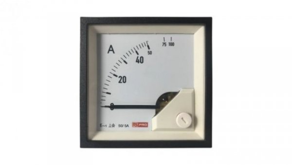 Amperomierz analogowy panelowy 10 (Input) A, 100 (Scle) A, 50/5 (CT) A AC -10C do +65C RS PRO
