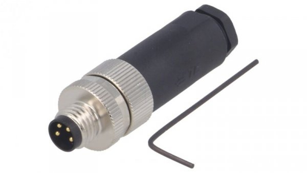 Złącze okrągłe M8 męskie proste nieekranowane na zacisk 4pin 30V T4011008041-000
