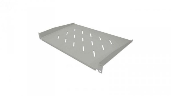Półka 1U 350mm Rack 19, 2 pkt mocowania, perforowana, szara