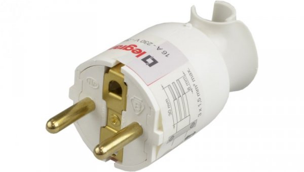Wtyczka na kabel, obrotowa 16A biała