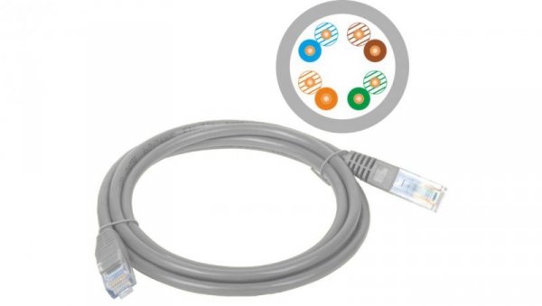 Patch-cord U/UTP kat.5e PVC 20.0m szary KKU5SZA20
