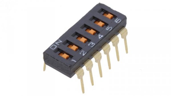 Przełącznik DIP-SWITCH Ilość sekcji 6 ON-OFF 0,025A/24VDC A6T6102