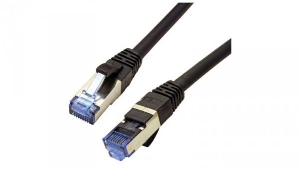 Patchcord S/FTP kat.6A PiMF kabel sieciowy LAN 2x RJ45 linka PoE czarny 3m