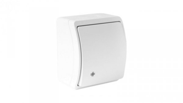 Łącznik schodowy natynkowy 10A 250V biały IP44 153-01 DV 5768