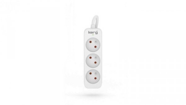 Przedłużacz KERG bez wyłącznika-3 gniazda-biało-szary-1,5m-10A-H05VV-F-3x1,0mm2