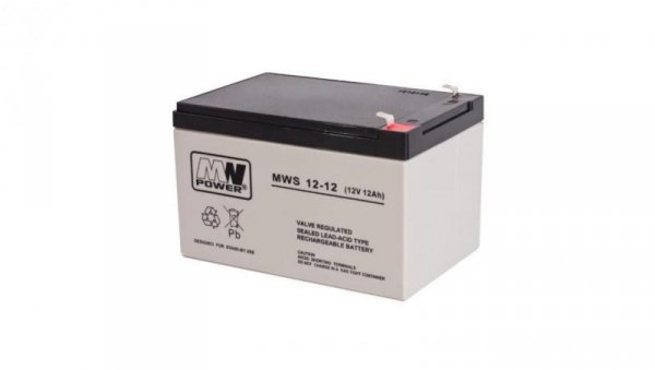 MWS 12-12 Akumulator AGM 12V 12Ah do CCTV, do zabawek MW Power