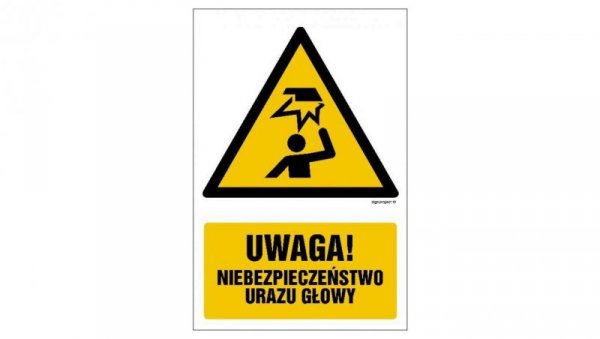 ZNAK - GF017 Uwaga - niebezpieczeństwo urazu głowy 10 x 15 cm PS - Płyta 1mm foto.