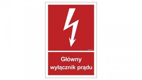 ZNAK - BC008 Główny wyłącznik prądu 40 x 59,4 cm TS - Płyta TD foto.