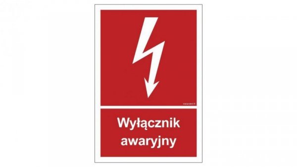 ZNAK - BC034 Wyłacznik awaryjny 15 x 22,2 cm PN - Płyta 1mm