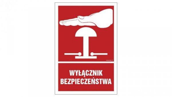 ZNAK - BC142 Wyłącznik bezpieczeństwa 15 x 22,5 cm KS - Folia podłogowa foto.