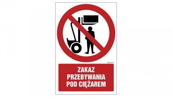 ZNAK - GC017 Zakaz przebywania pod ciężarem 10 x 15 cm PS - Płyta 1mm foto.