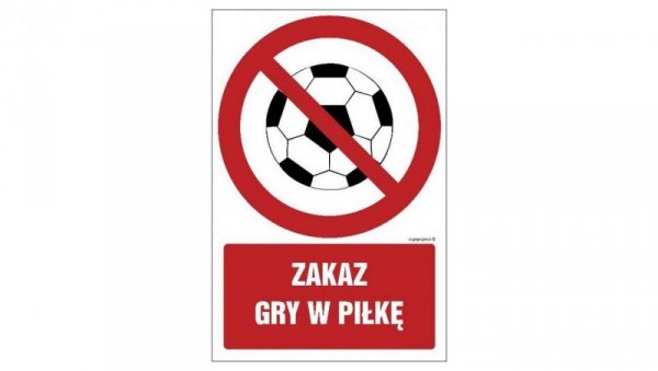 ZNAK - GC049 Zakaz gry w piłkę 15 x 22,5 cm KN - Folia podłogowa