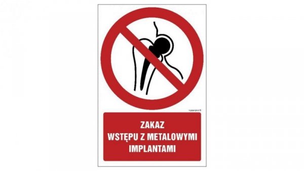 ZNAK - GC069 Zakaz wstępu zmetalowymi przedmiotami 10 x 15 cm PN - Płyta 1mm