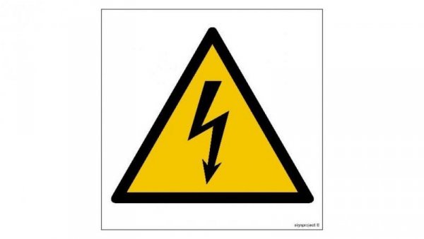 ZNAK - GD012 Ostrzeżenie przed napięciem elektrycznym 20 x 20 cm PN - Płyta 1mm